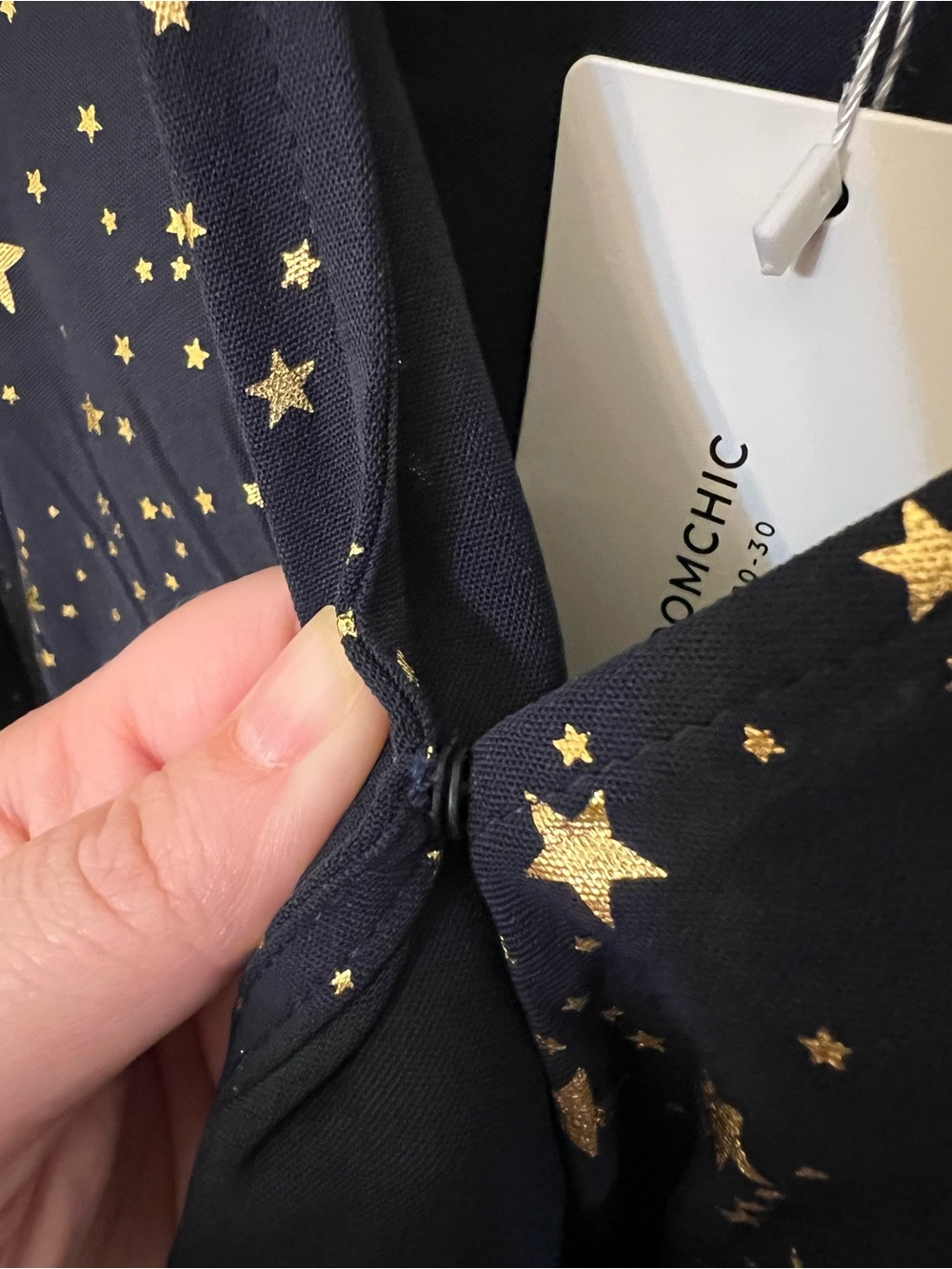 BloomChic Navy and Gold Star-Print High-Low Midi Dress - Picture 6 of 9